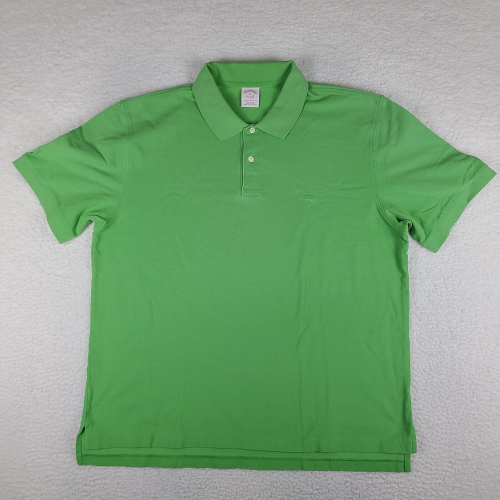 Brooks‎ Brothers Polo Shirt Mens XL Green Solid Performance Original Fit